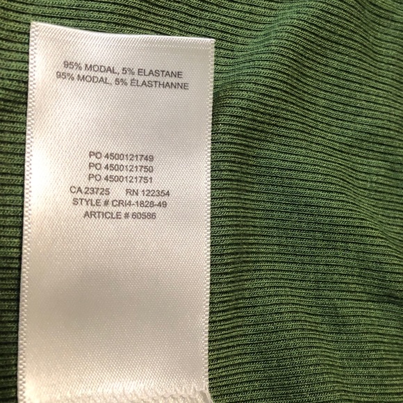 Wilfred Grass Green Mock Neck Long Sleeve Ribbed Top with Fitted Sleeves - Picture 6 of 6